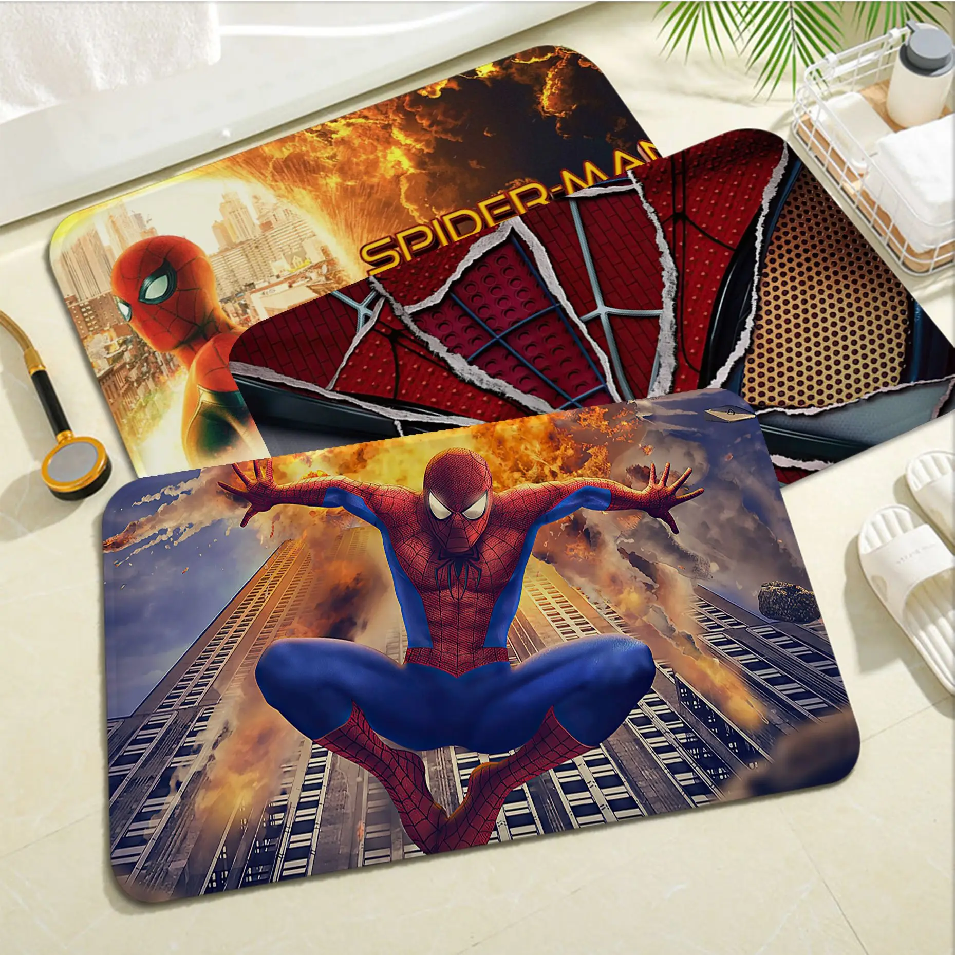 

BANDAI Spiderman Long Rugs Non-Slip Laundry Room Mat Laundry Decor Balcony Child Living Room Household Carpets