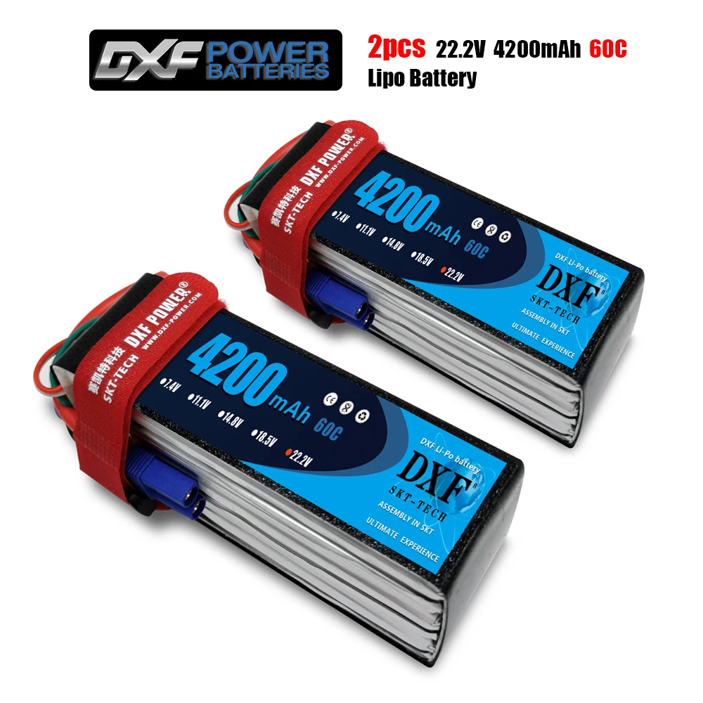 2PCS DXF 7.4V 11.1V 15.2V 14.8V 22.2V 2S 3S 4S 6S 4200mAh 5200Mah 6300Mah 6500mAh 6200mAh 6750mAh 8000mAh 7000mAh Lipo Batteries