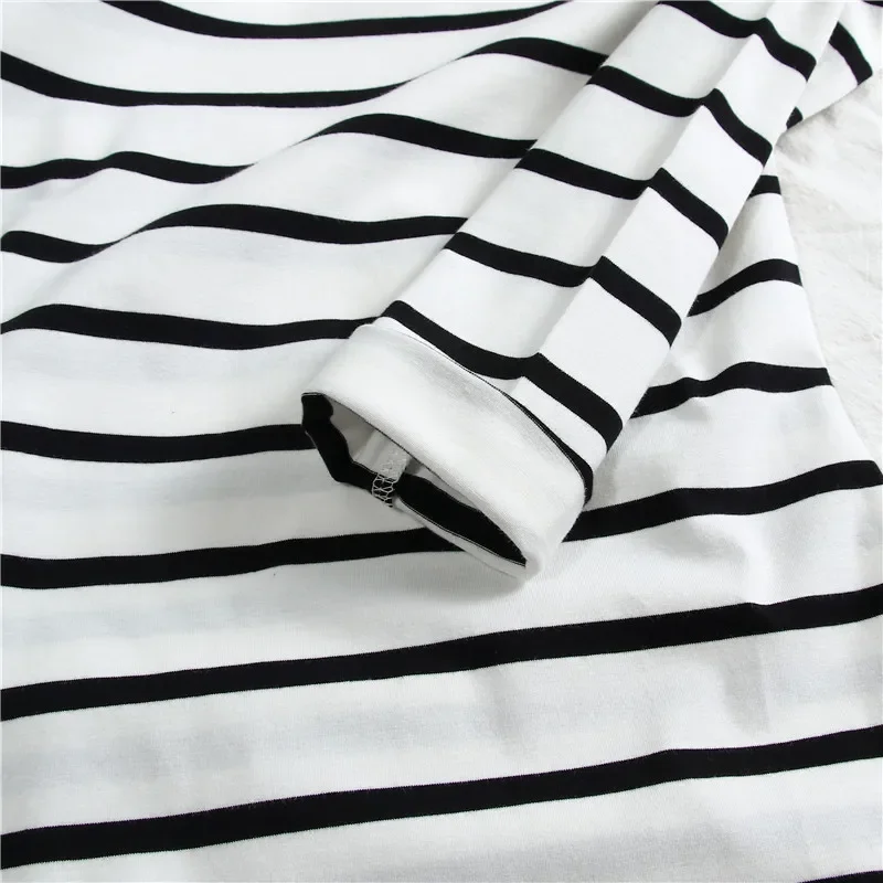 Полосатые футболки с длинным рукавом женские модные универсальные базовые топы