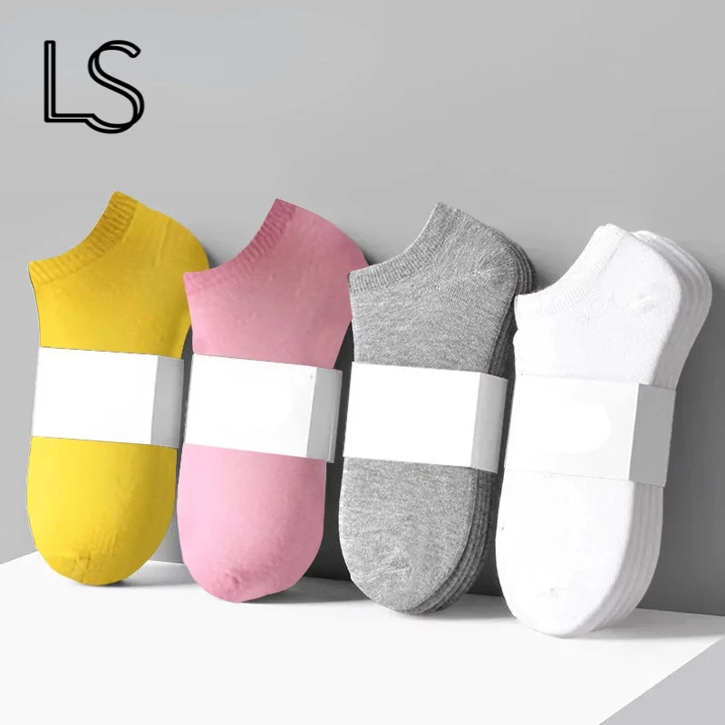 

3/5 Pairs Summer Women Socks Candy Colors Women Casual Softable Cute Boat Socks Short Ankle Socks Girls Ladies Low Cut Socks