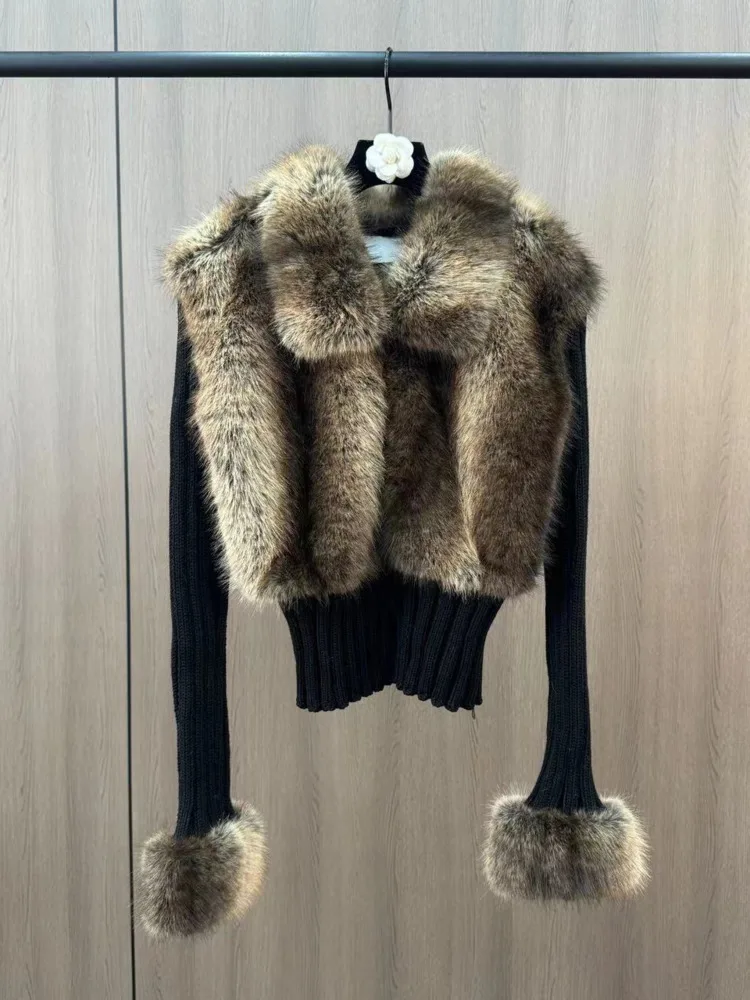 Yuzu MM 2024 зимний воротник с длинным рукавом экологически чистая пряжа имитацией