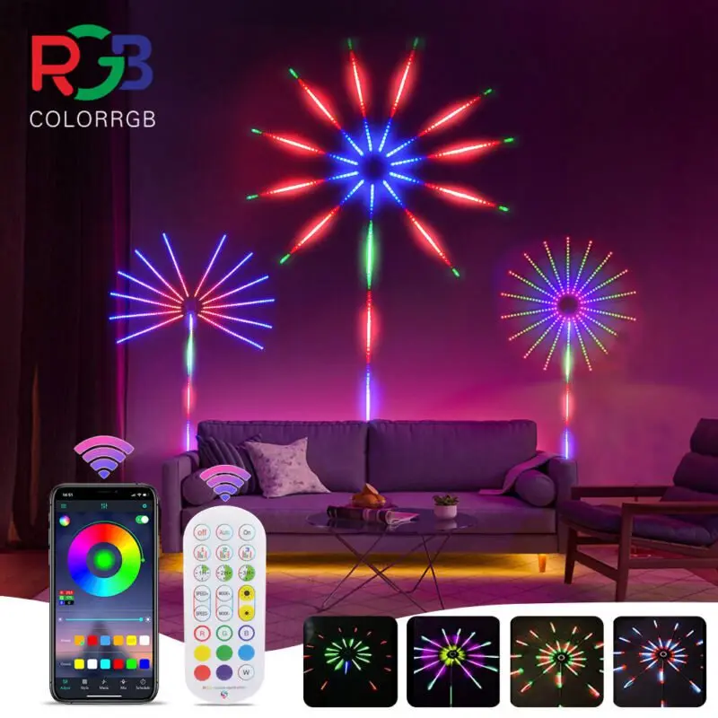 

Firework LED Changing Music Strip Lights RGB Color Sync Bluetooth Decoration