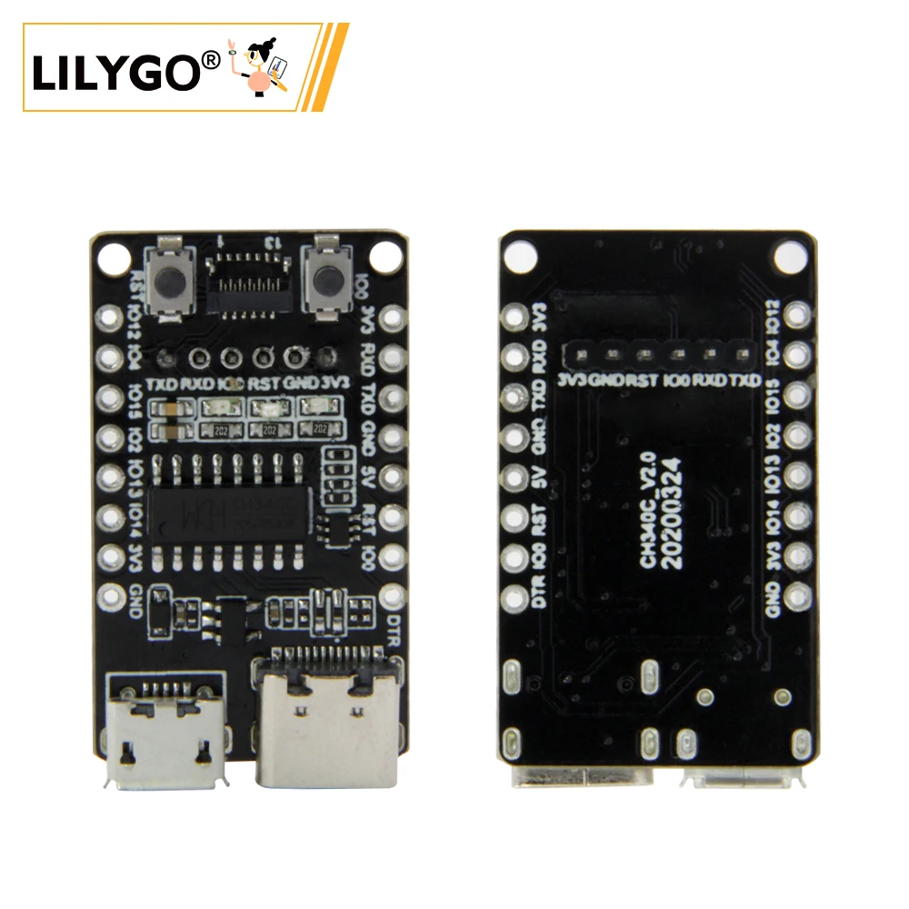 

LILYGO® TTGO Accessories Downloader Expansion Board USB Type C Dual Port for T-Internet ESP32 Ethernet Adapter Wireless Module