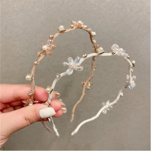 

Women hairbands Pure handmade pearl crystal flower headbands elegant temperament new headwear