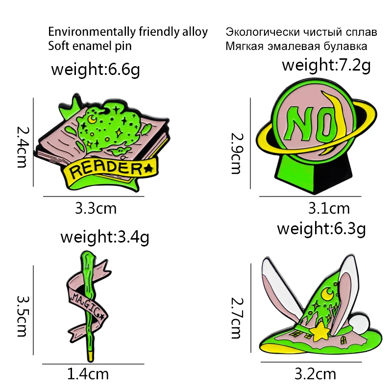 Хрустальный шар волшебная палочка для шляпы булавка книг розовые и зеленые броши