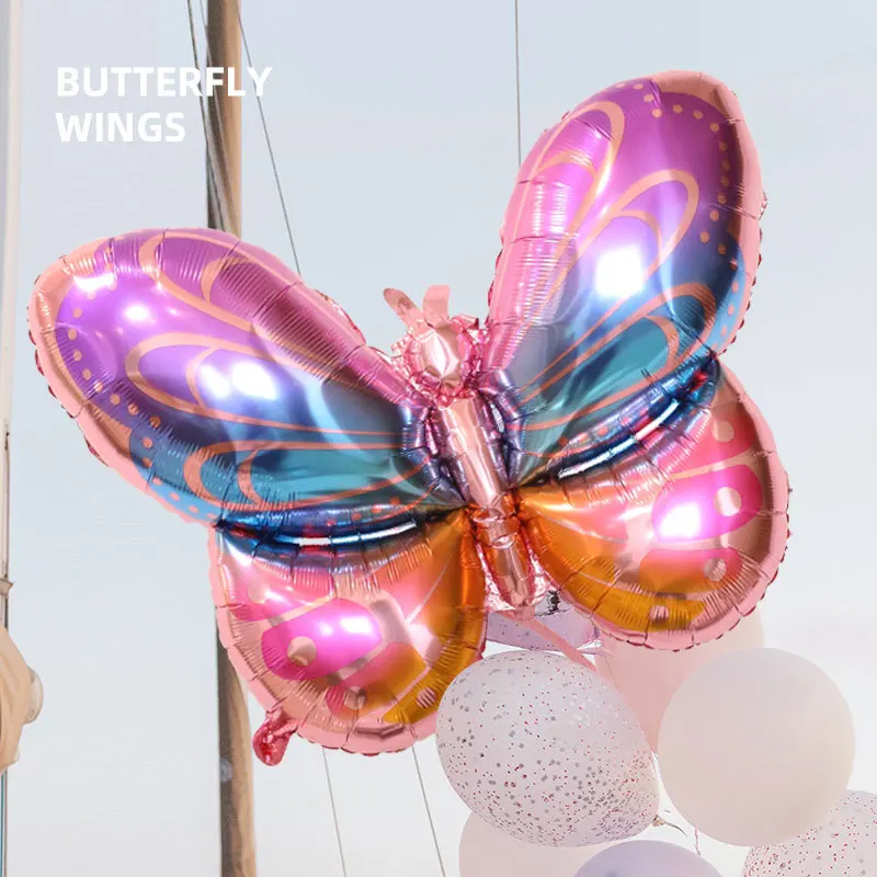 

New Magic Color Butterfly Wings Aluminum Film Balloon Can Float Empty Children's Holiday Party Props Decoration