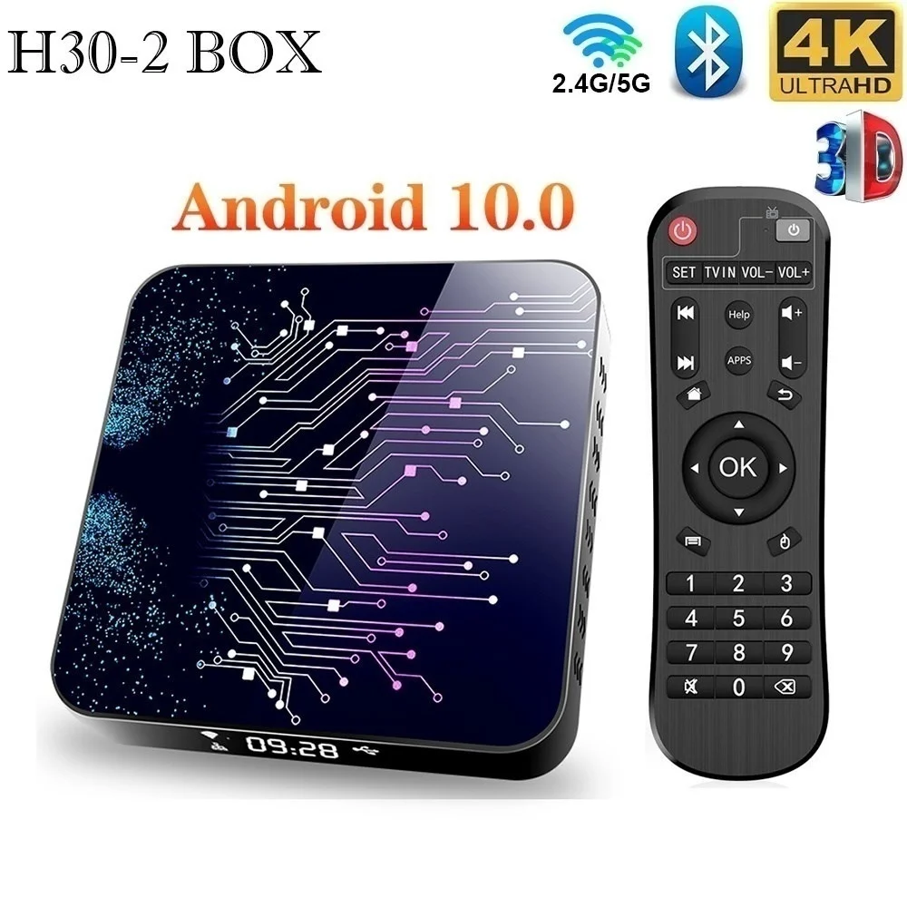 

H30-2 Smart Tv box Android 10 4GB 32GB 64GB 2.4G&5.8G Dual-Wifi Android 10 ip Tv box BT4.0 Tv box 4k HD Set top box Genuine