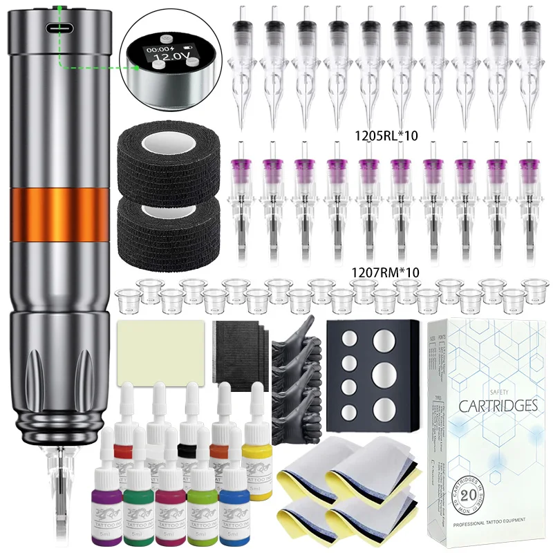 Полный комплект тату-машины светодиодный цифровой дисплей аккумулятор 1800 мАч
