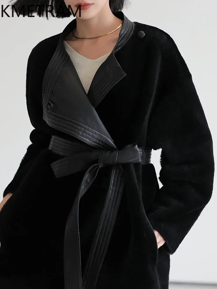 Женская шуба из овчины Merinos черная