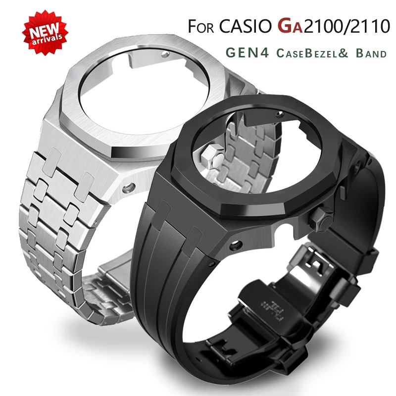 

Casioak For Casio G Shock Ga2100 Mod Modification Kit GEN4 Generation Rubber&Steel Watch Case Strap for GA2100/2110