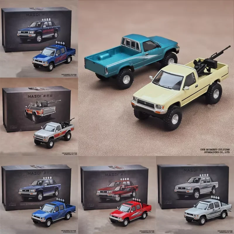 Фото MASSDI масштаб 1:64 HILUX LN107 RN80 пикап внедорожник модель автомобиля из сплава статическое украшение коллекционные подарочные игрушки №1