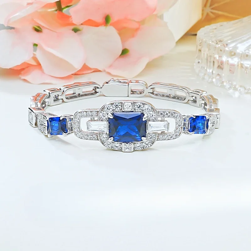 Браслет из серебра 100% пробы с разноцветными кристаллами