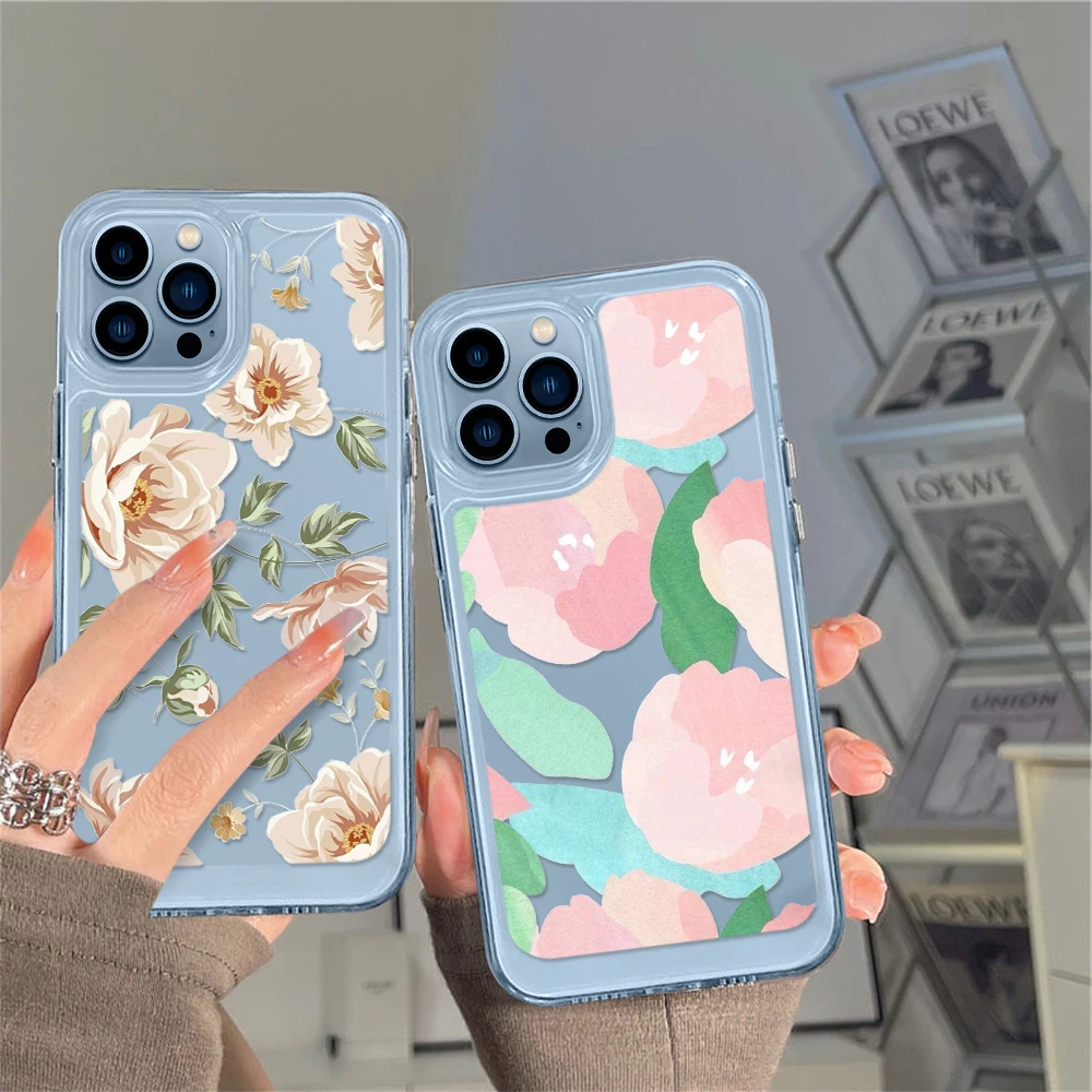 

INS Painting Flower Phone Case for iPhone 14 13 12 11 Pro Max Mini XS XR X Protection Shell Back Cover for iPhone14promax Fundas