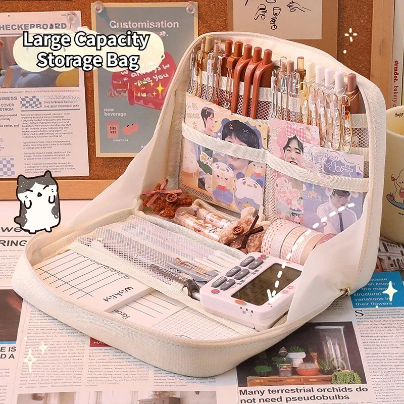 

Large Capacity Pencil Bag Organizer Category Storage Multifunction Cute Cosmetic Bag Case Organizer Kawaii Compartment Storage