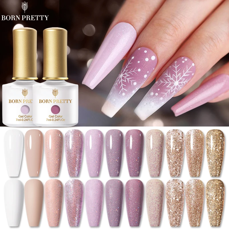 

BORN PRETTY Nail Gel Light Purple Glitter 7ml Gel Nail Polish Soak Off UV LED Gel All for Nails Nagel Kunst Gellack