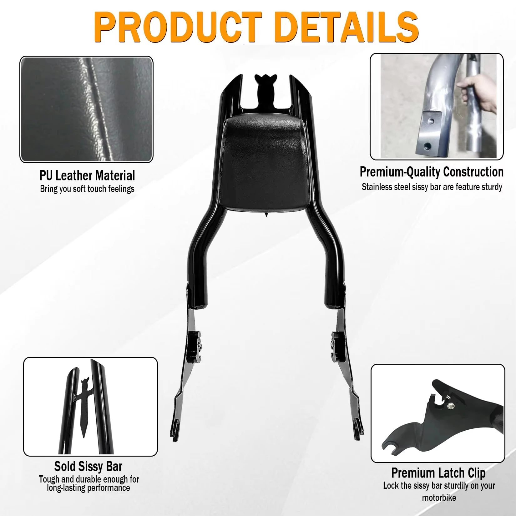 Фото Мотоциклетная спинка Passeng Sissy Bar для Harley Touring 2009-2025 Street Glide Road King Ultra CVO Limited Electra Road Glide №2