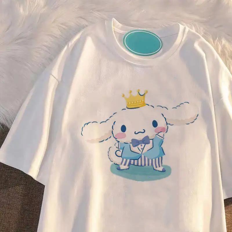 Фото Женская футболка с коротким рукавом 2026 года, летняя, Sanrio, новая коллекция My Melody, свободный крой, топы для девушек, из чистого хлопка, милые, модные, универсальные №5