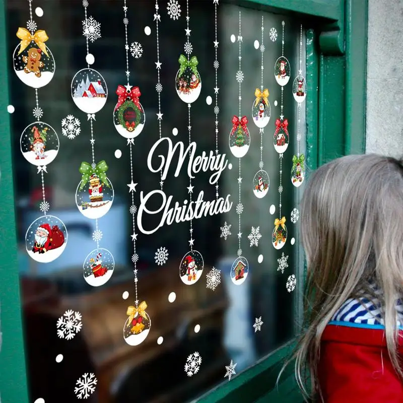 

Christmas Wall Clings Christmas PVC Clings Sticker For Wall & Windows Santa Claus Snowflake Window Decals Home Decor Clings