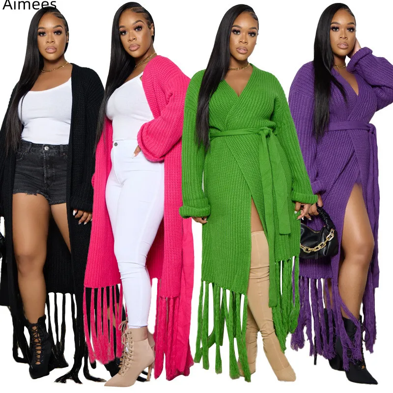 

Женский трикотажный кардиган с длинными рукавами и V-образным вырезом