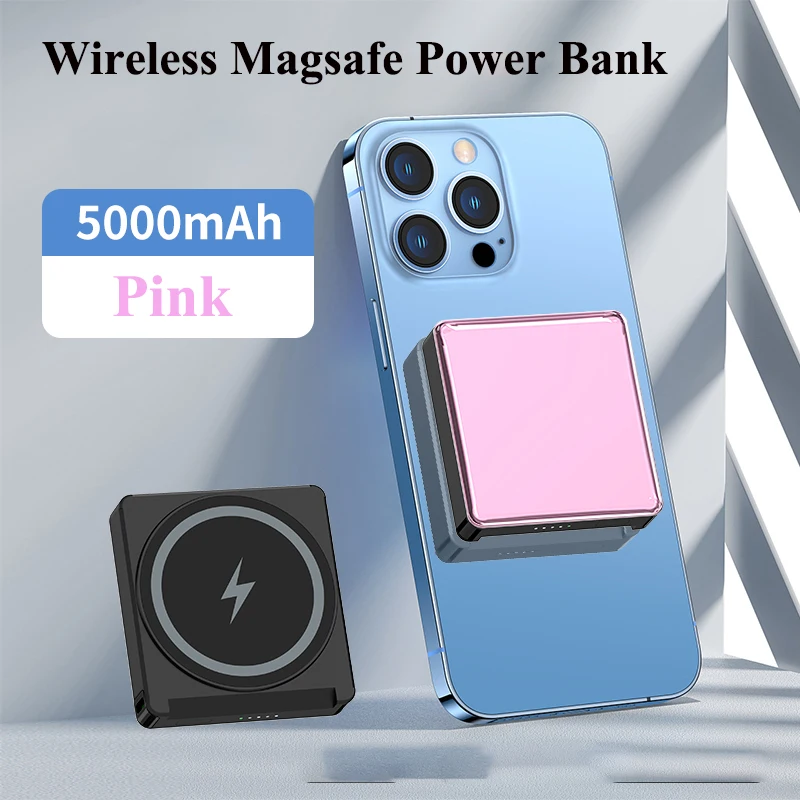 

Portable Magnetic Wireless Power Bank 5000mAh PD 15W Fast Charging MagSafe Powerbank Universal Mobile Phone External Battery