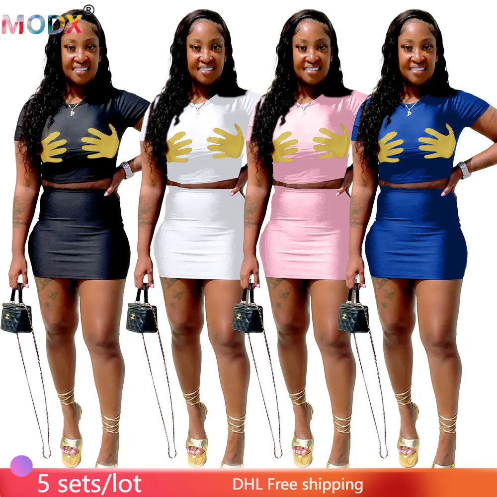 

5 комплектов, женская летняя юбка и мини-юбка с 3D ручной росписью