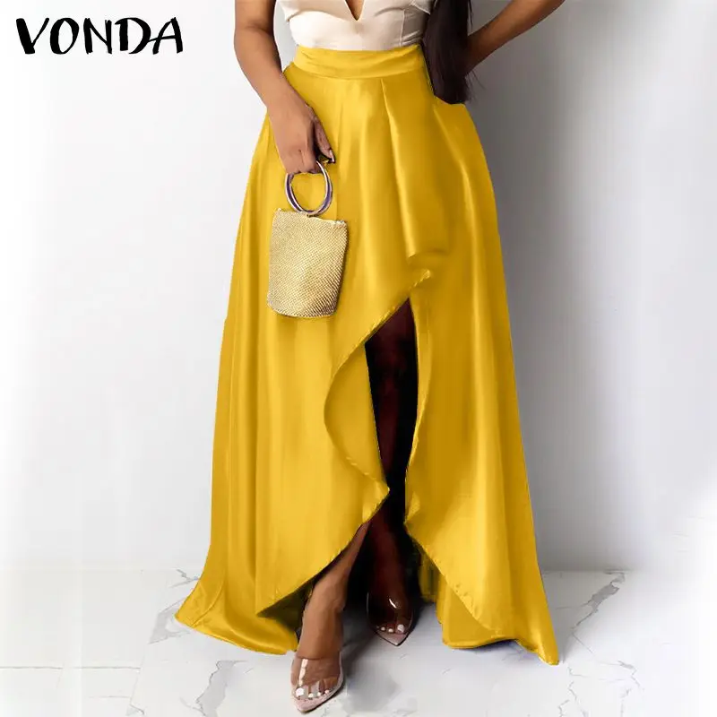 

Женская плиссированная юбка VONDA с высокой талией, длинная юбка для вечеринки, модные женские асимметричные юбки большого размера
