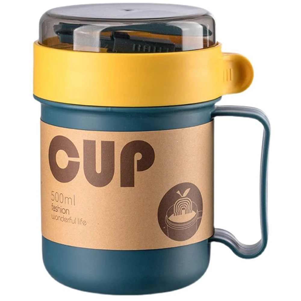 

500 мл портативная чашка для завтрака, чашка для овсяной муки, материал для хлопьев, контейнер для супа, кружка для орехов, йогурта, столовая кружка для микроволновой печи с крышкой, ложка, кружка