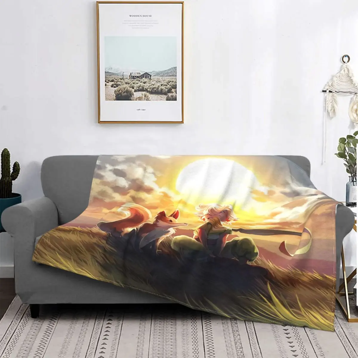 

3D Le Petit Prince Blankets Velvet Decoration Boys And Fox Cartoon Soft Throw Blankets for Home Car Bedding Throws