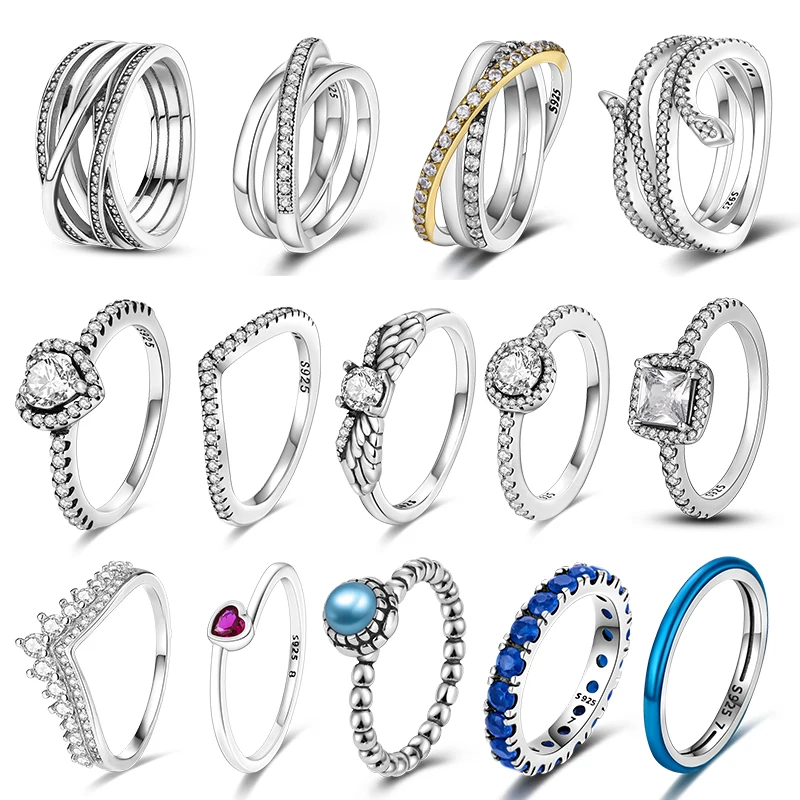 RiCrown Звезда Луна Снежинка Цирконий Кольца модные обручальные свадебные