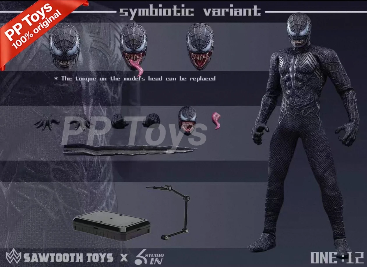 Фото В наличии: Фигурка Sawtooth Toys 6in Studio STM-20251 1/12 SHF Symbiotic Variant Venom Tobey, аниме-фигурка, модель из ПВХ, подарок №2