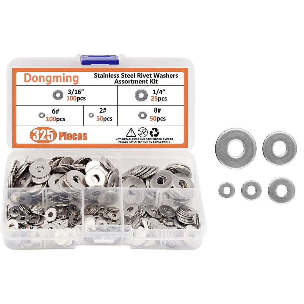 

325 Pcs Washers General Repair Bolts Stainless Steel Assortment Lock Seal Gaskets Fasteners