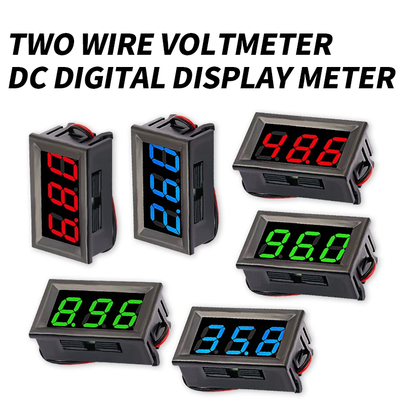 1PCS 2 Wires DC 4.5V-30V 5V-120V 0.56" LED Digital Voltmeter Voltage Panel Meter Red/Blue/Green Car Motorcycle Display - купить по
