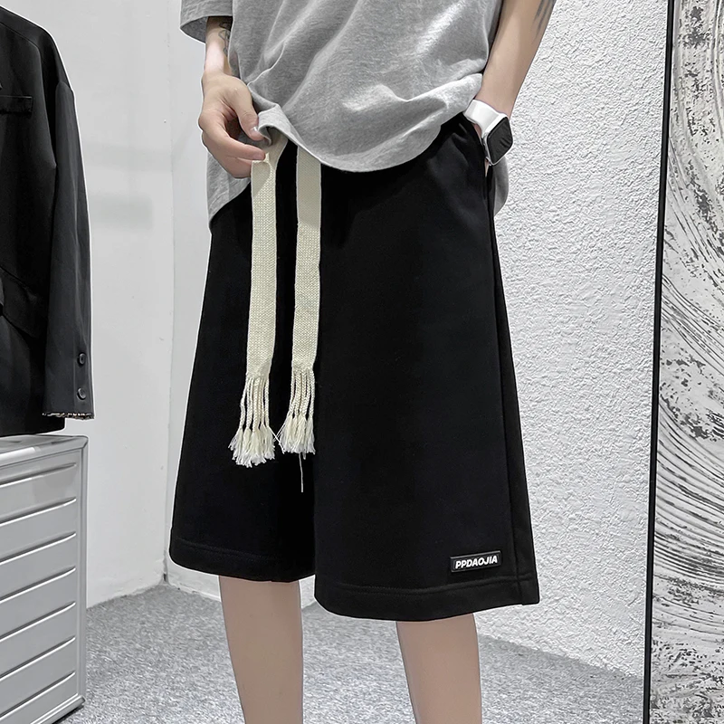 

Summer Solid Color Sweat Shorts Men Japanese Casual Shorts Joggers Sweatpants Sports Big Size Sweatshorts Loose Black Gray White