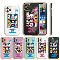 luxury soft plating phone case for iphone 13 12 11 pro max mini x xr xs max 7 8 6 6s plus se cover mickey friend key lock
