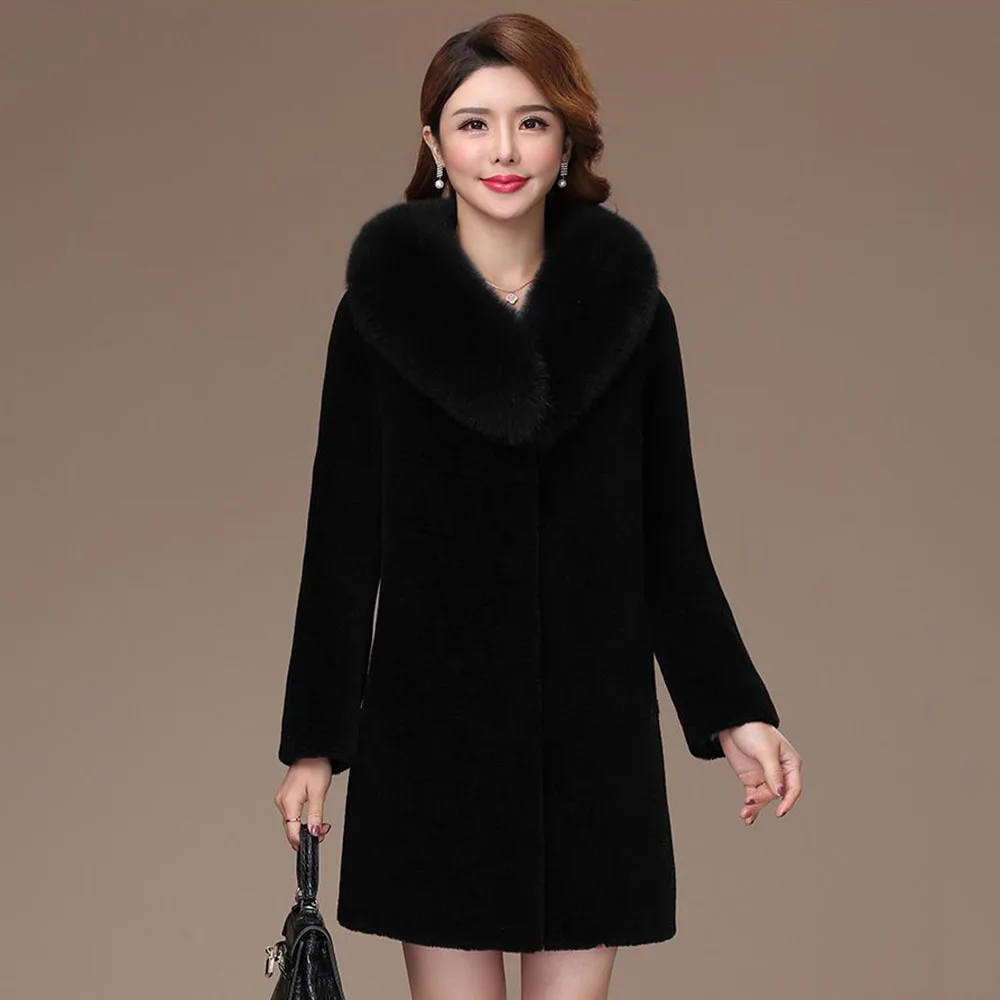 Модное меховое пальто темпераментная длинная овечья стрижка гранулы имитация