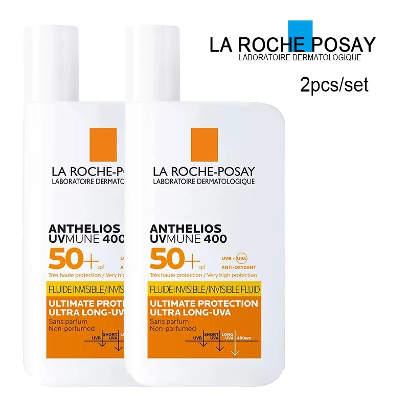 

2Pcs La Roche Posay Facial Sunscreen SPF 50+ Ultra-Light UV Protection Oil-Free Fluid Invisible Broad Spectrum Sunscreen 50ml