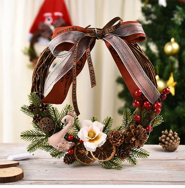 

Christmas Wreath Pinecone & Red Berries,Advent Celebration Winter Artificial Wreath Decoration for Front Door Mantel Xmas Party