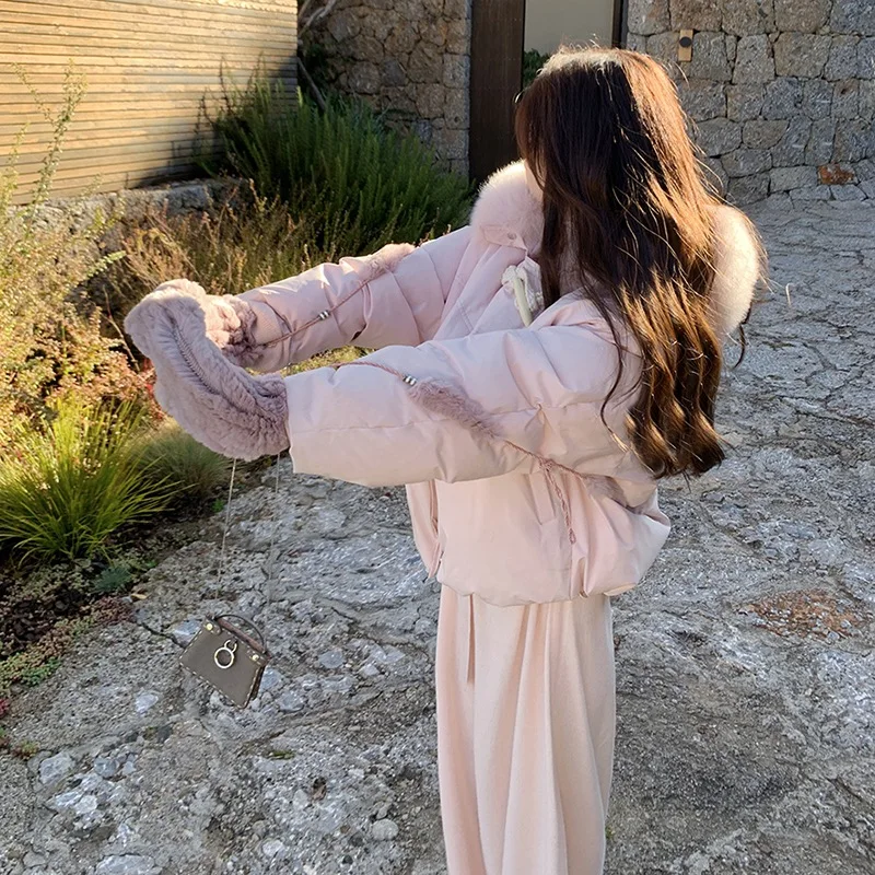 New Hooded Down Jacket Women's Winter Solid Colour Cotton Jacket Students Casual Top Thickening Warm Bread Clothes Jacket