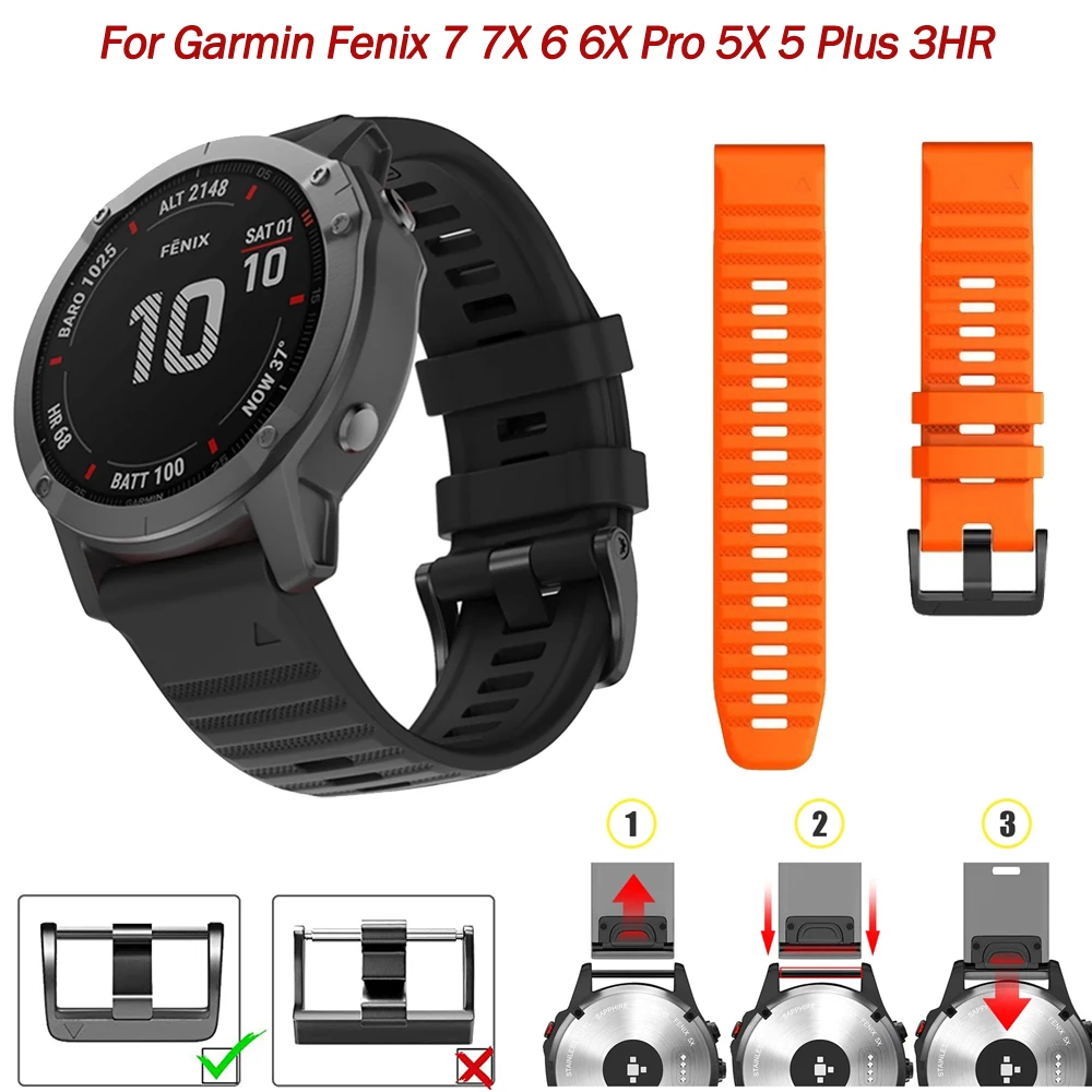 

22/26MM Quick Release Fenix 7X 7 Silicone Smart Watch Wrist Band Straps For Garmin Fenix 6X 6 Pro 5 5X Plus 935 Watchband Correa