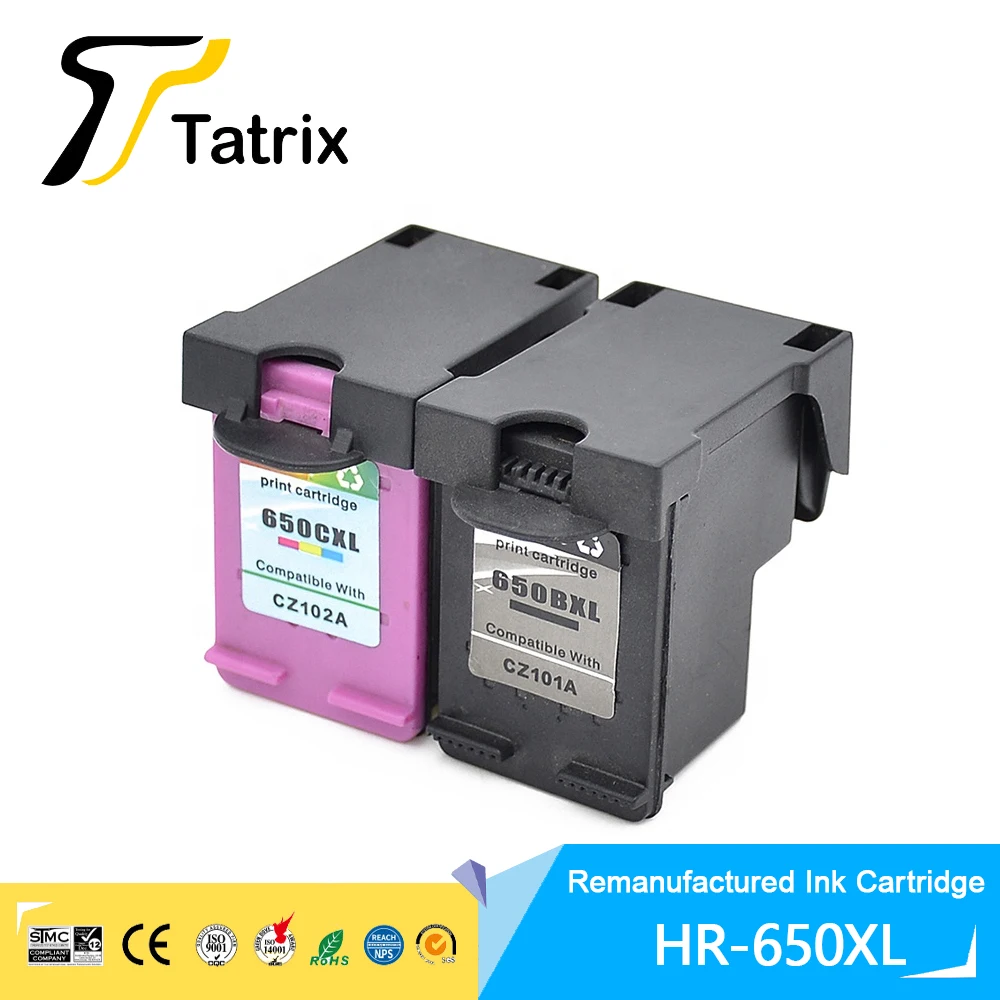Tatrix 650XL Premium Remanufactured Color Inkjet hp 650XL Ink Cartridge for HP Ink Advantage 650 Deskjet 1015 4645 Printer