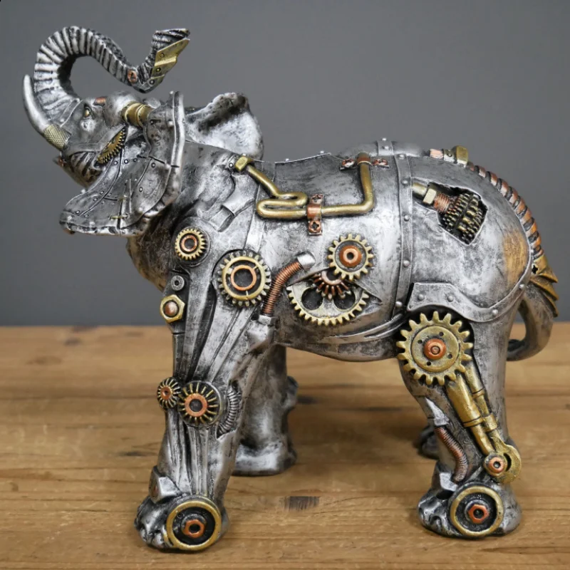 

Steampunk Mechanical Elephant Office Desktop Ornaments Resin Wolf Dragon Home Decor Statue Figurine Study Window Home Decoration