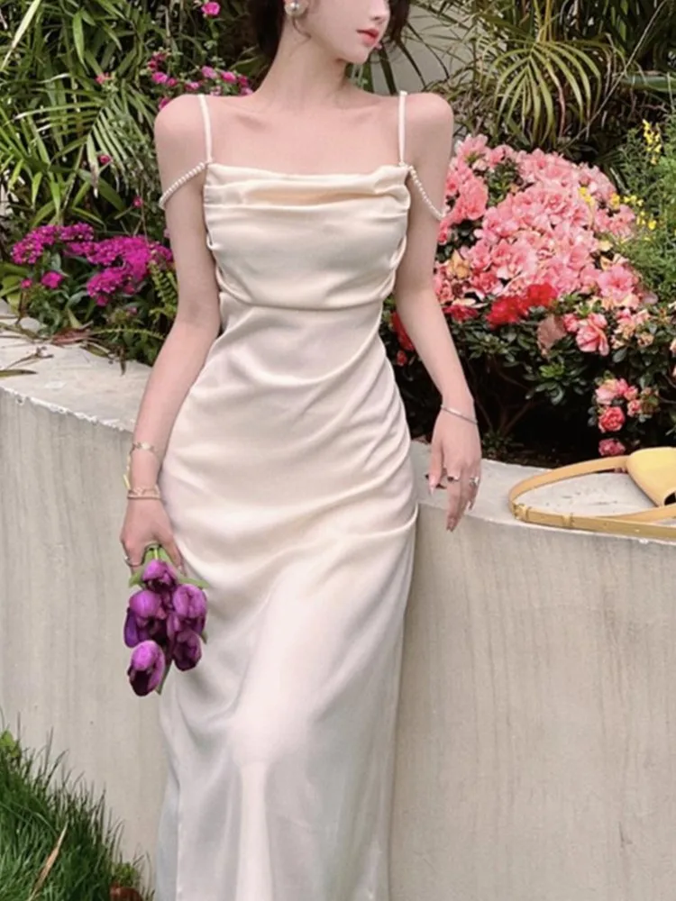 

Elegant Sexy Spaghetti Strap Midi Dress For Women 2022 Summer Bodycon Party Birthday Club Fashion Clothing