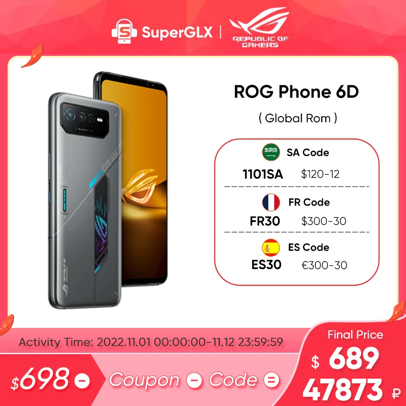Ceny Globalny ROM Telefon ROG 6D Ultimate 5G Gaming Smartphone MediaTek Dimensity 9000 + 165Hz Ekran AMOLED 65W Szybkie ładowanie ROG6D Telefon