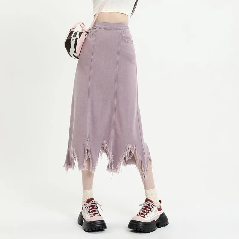 

Джинсовые юбки для женщин, уличная одежда, Джинсовая юбка с высокой талией, женские модные нестандартные женские юбки в стиле ретро, Женская юбка