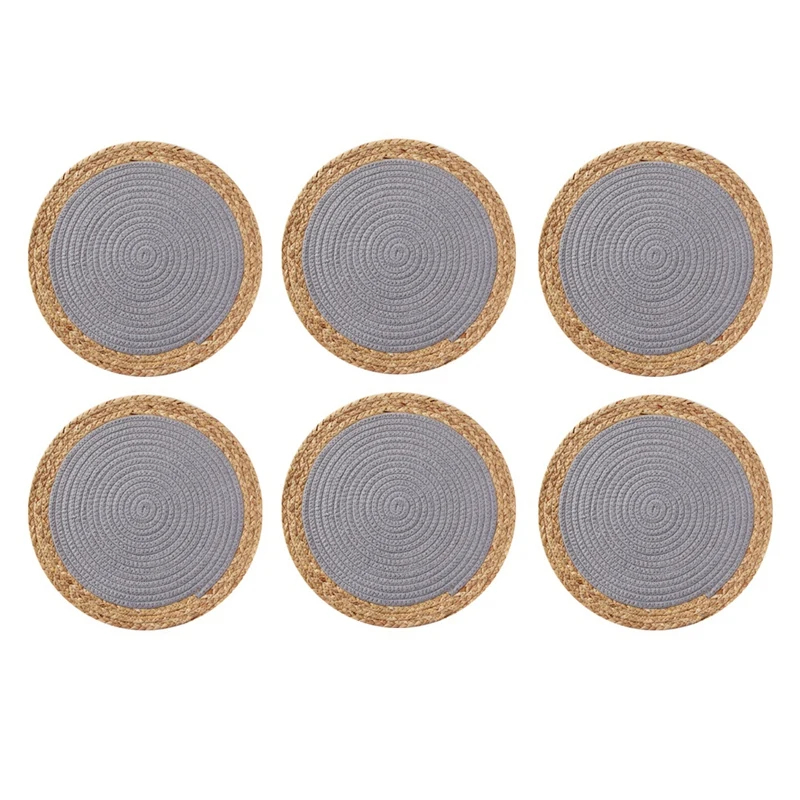 

Round Placemats, Cotton Rope Woven Placemats Set Of 6, Heat Insulation Mats Non-Slip Table Mats 14 Inches