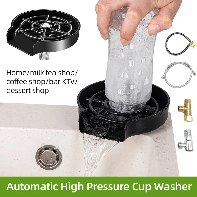 

High Pressure Faucet Glass Rinser for Kitchen Beer Coffee Milk Tea Cup Cleaner Bar Accessories Automatic Wash Cup Tool