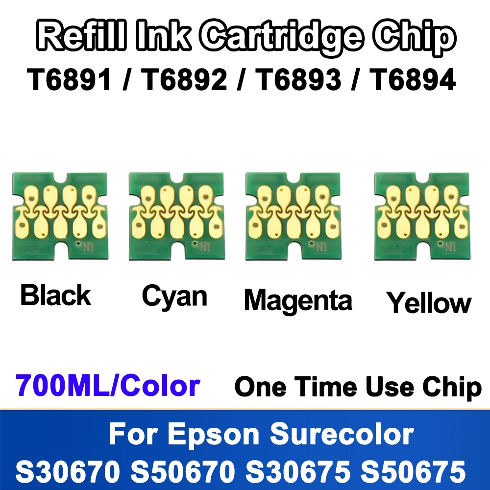 10 комплектов 40 шт. T6891-T6894 чипы картриджа для Epson SureColor S30670 S50670 S30675 S50695 новейшие