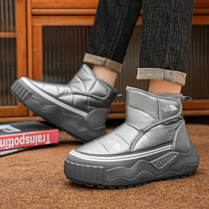 Новые зимние черные мужские ботинки на платформе теплые плюшевые модные