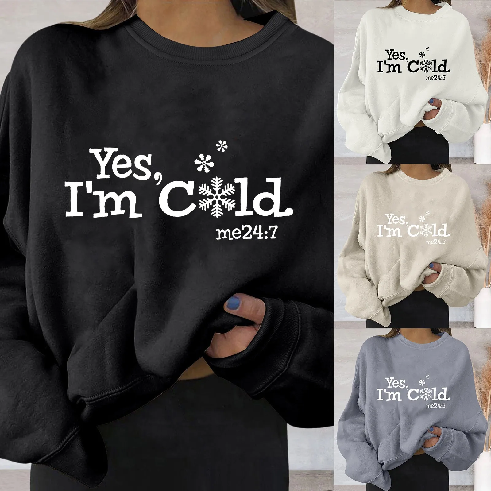 

Женский свитшот с буквенным принтом, Повседневный пуловер с круглым вырезом, свитшот на молнии спереди, Женская толстовка с длинным рукавом...