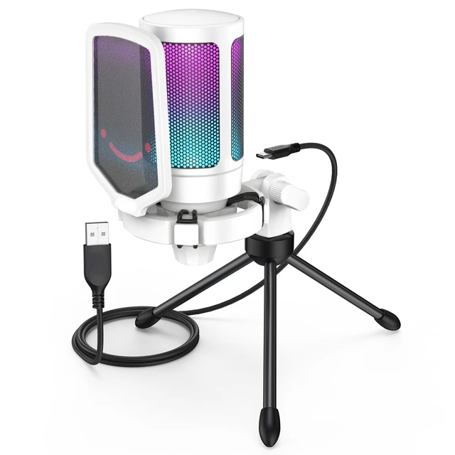 

Ampligame USB Microphone for Gaming Streaming with Pop Filter Shock Mount&Gain Control,Condenser Mic for Laptop/Computer